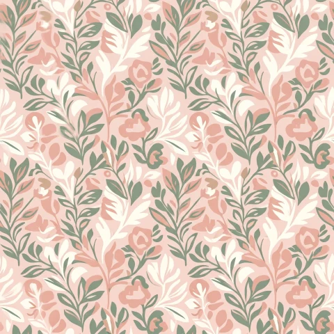 Blush Pink Sage Green Floral Pattern