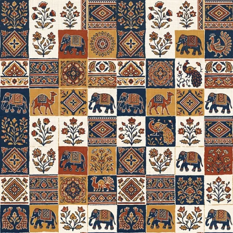 Indigo Terracotta Indian Block Print
