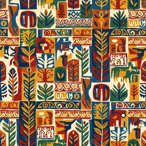 Earthy Terracotta Botanical Block Print
