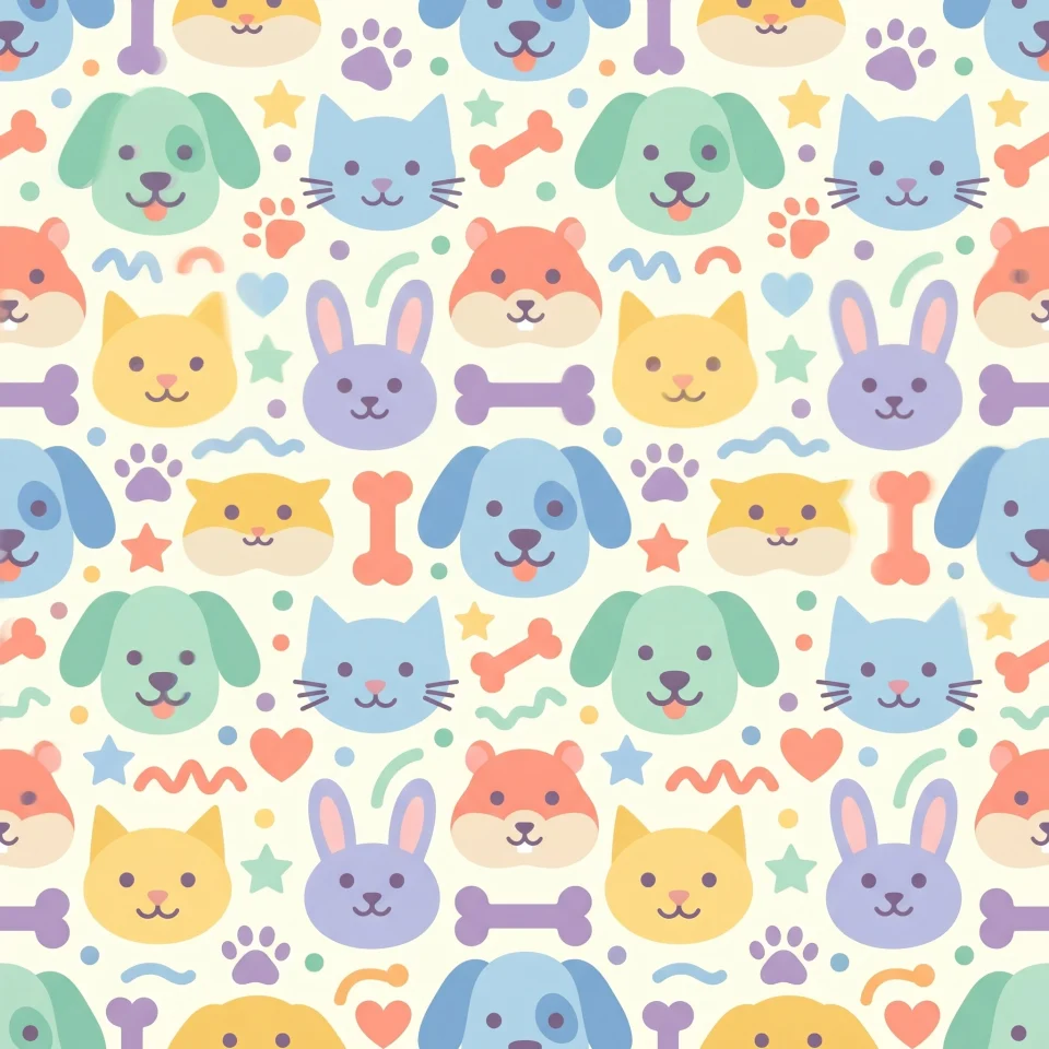 A seamless repeating pattern featuring soft, gentle pastel shapes in a harmonious layout.