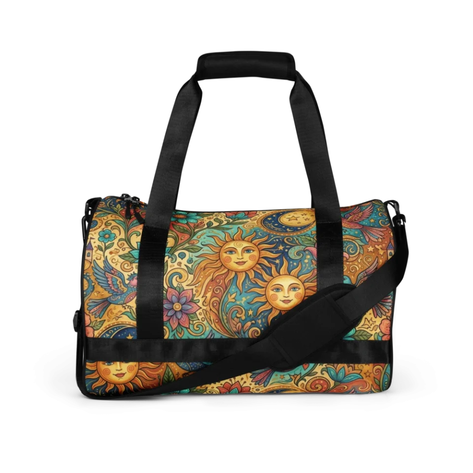 A seamless, whimsical pattern of sun-drenched dreams in warm golden and pastel tones.