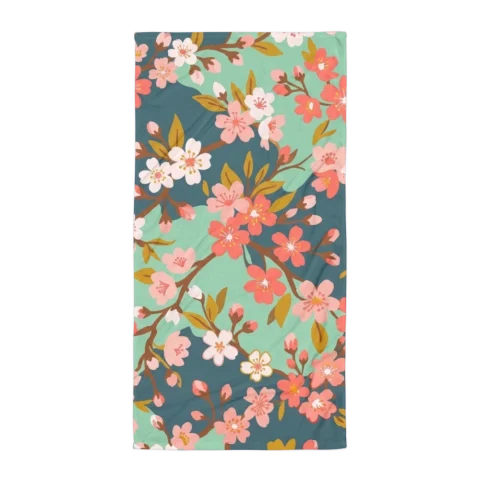 Mint Teal Cherry Blossom Pattern