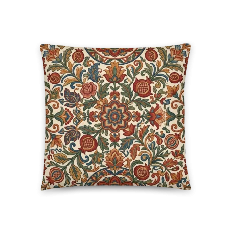 Vintage Terracotta Pomegranate Floral Tapestry