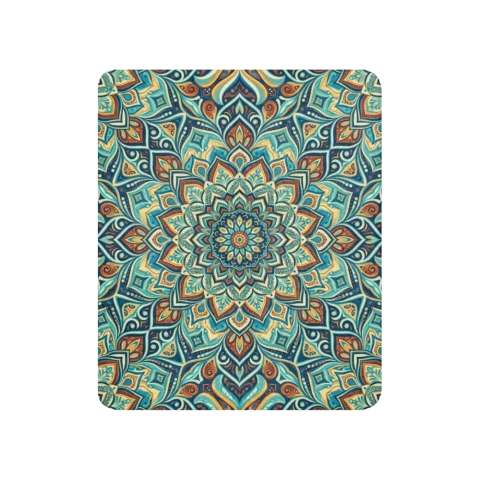 Teal Gold Symmetrical Mandala Pattern