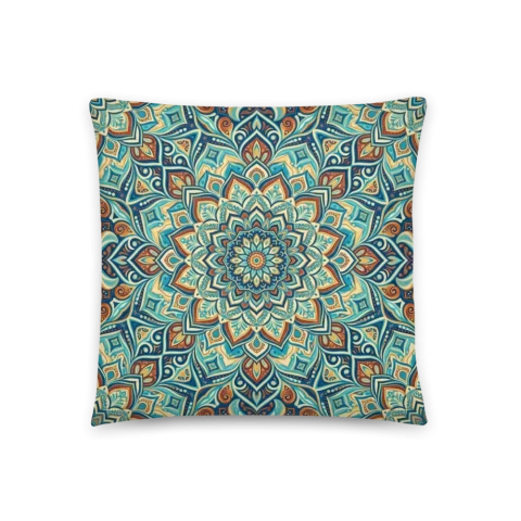 Teal Gold Symmetrical Mandala Pattern