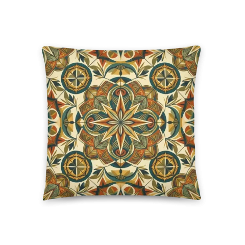 Retro Teal and Orange Geometric Mandala