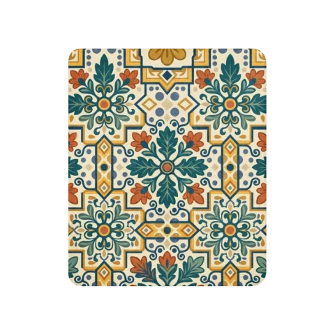 Spanish Terracotta Teal Floral Pattern
