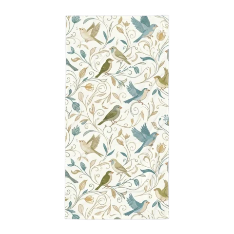Vintage Pastel Bird Botanical Pattern