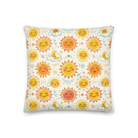 Smiling Yellow Sun and Moon Pattern