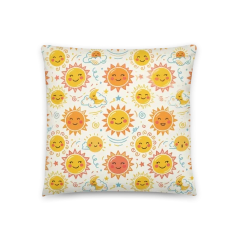 Smiling Yellow Sun and Moon Pattern