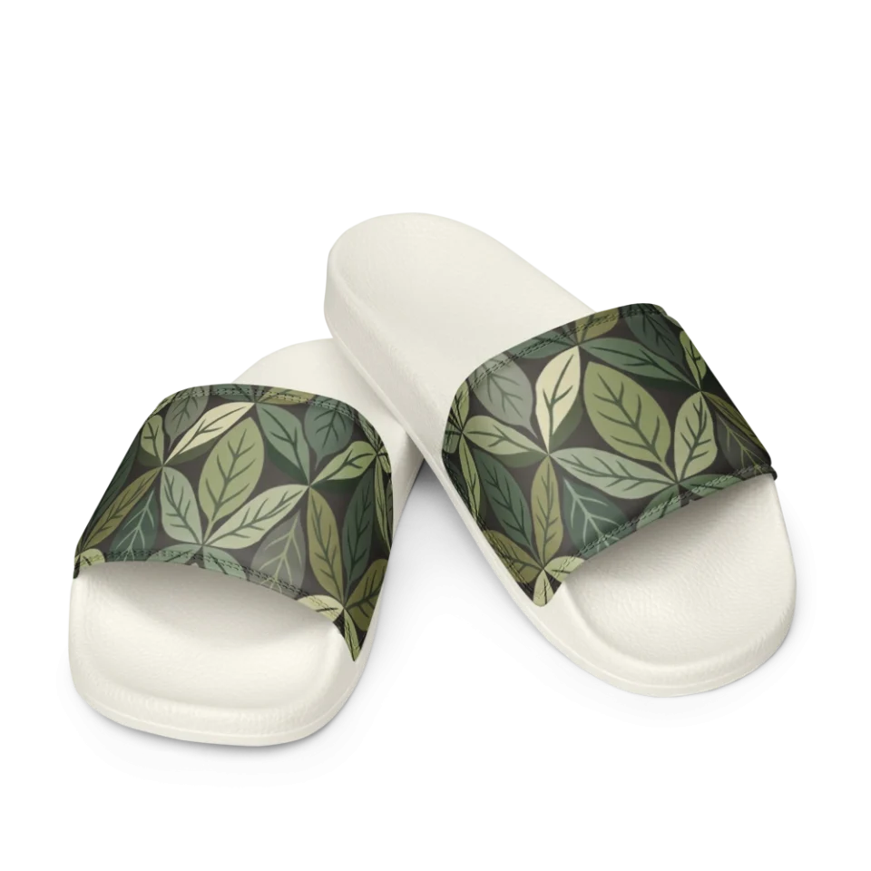 A seamless geometric pattern of stylized sage and olive green leaves on a dark background.