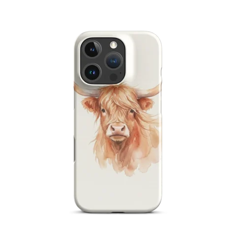 Whimsical Watercolor Highland Cow Portrait