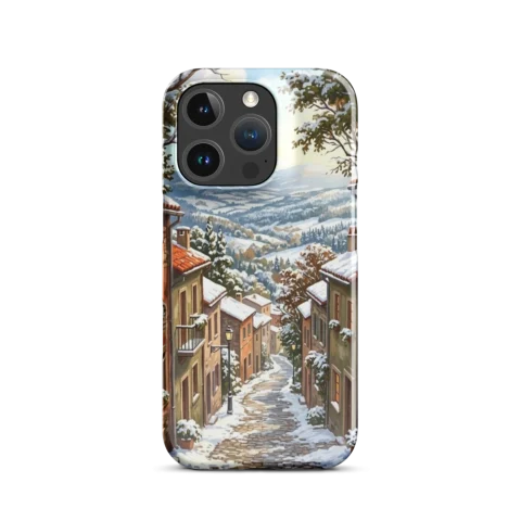 Snow-Dusted Cobblestone Village Landscape