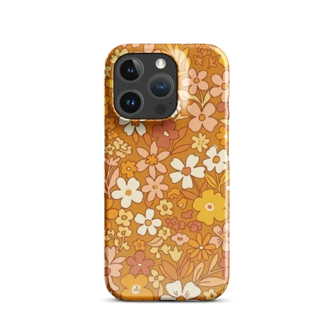 Warm Mustard Orange Retro Floral Pattern