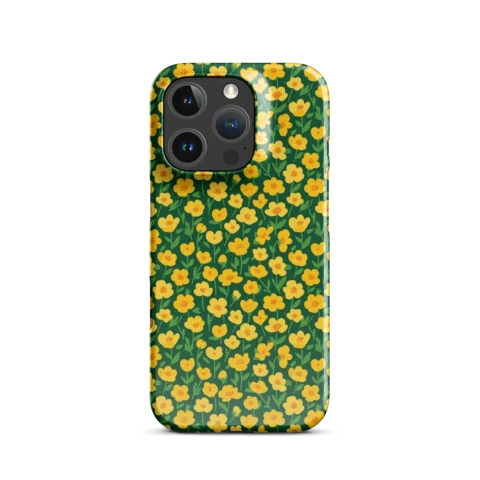 Yellow Buttercup Green Floral Pattern