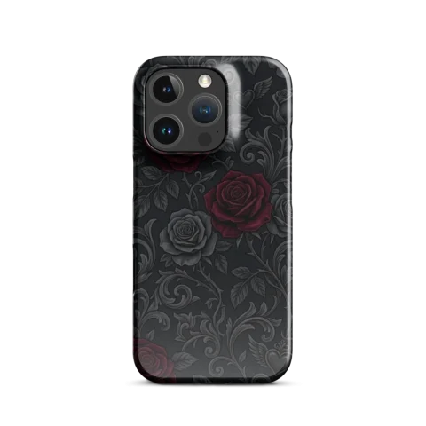 Crimson Roses and Charcoal Skull Pattern