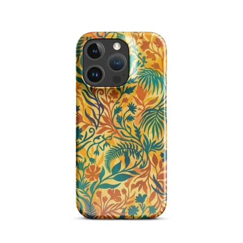 Warm Golden Teal Botanical Pattern