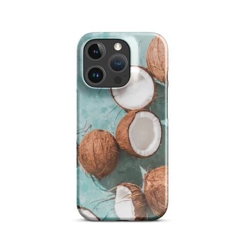 Tropical Halved Coconuts Teal Background