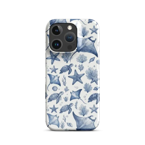 Blue Watercolor Marine Life Pattern