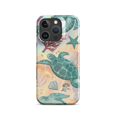 Teal Sea Turtles and Pastel Coral
