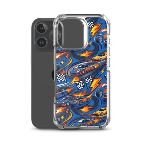Blue Race Car Flame Pattern