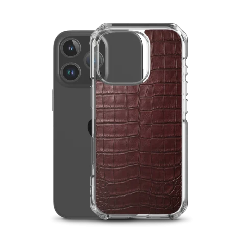 Dark Burgundy Crocodile Leather Texture