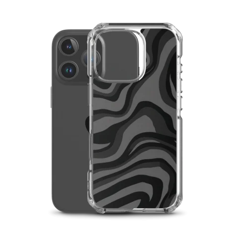 Monochromatic Charcoal Liquid Wave Pattern