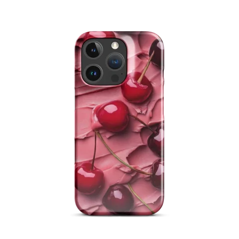 Glossy Red Cherries in Pink Cream