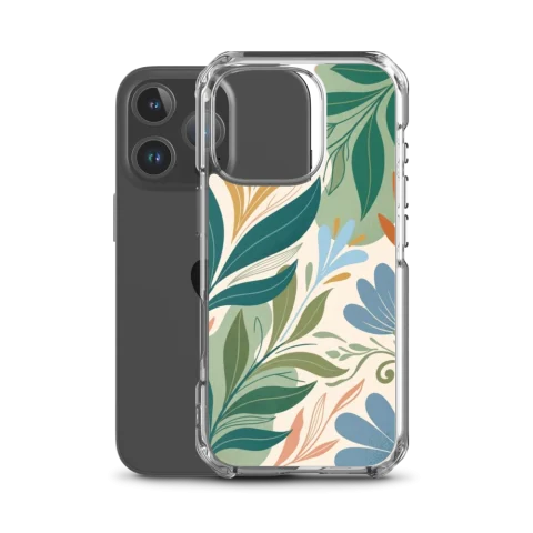 Retro Sage Green Blue Botanical Pattern
