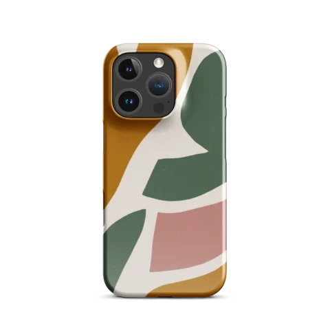 Abstract Mustard Green Pink Botanical Shapes