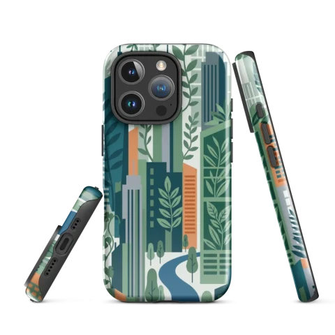 Green Botanical Urban Skyline Illustration