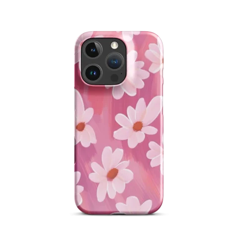 Pink Brushstroke White Daisy Pattern