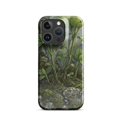 Green Botanical Sprouts on Mossy Stone