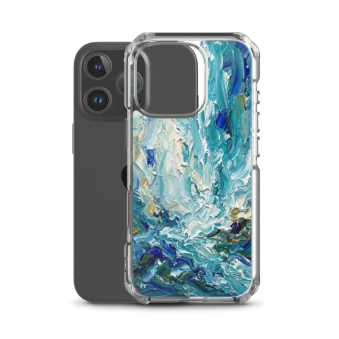 Expressive Blue Impasto Waterfall