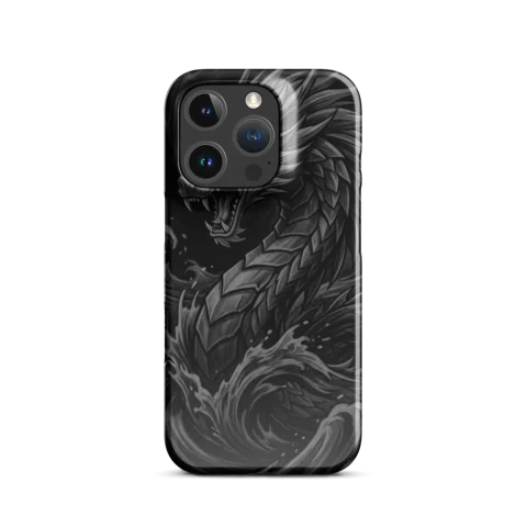 Fierce Black Dragon Churning Waves