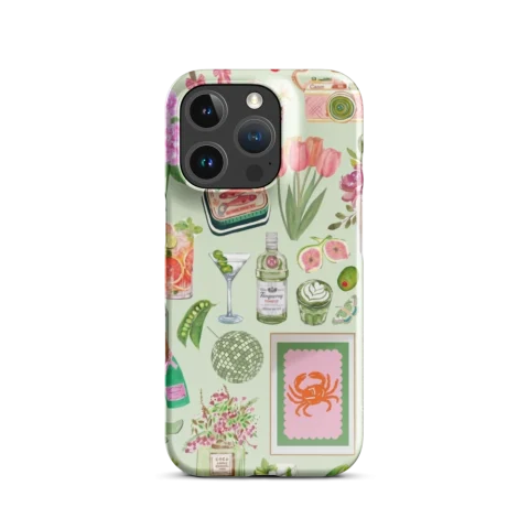Preppy Pink and Green Watercolor Collage