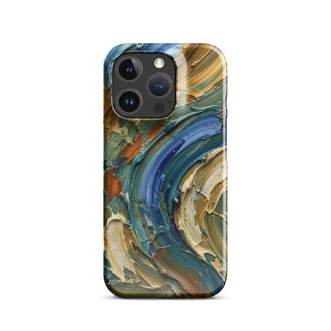 Textured Blue Ochre Impasto Waves