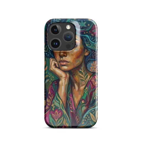 Colorful Teal Hair Botanical Portrait