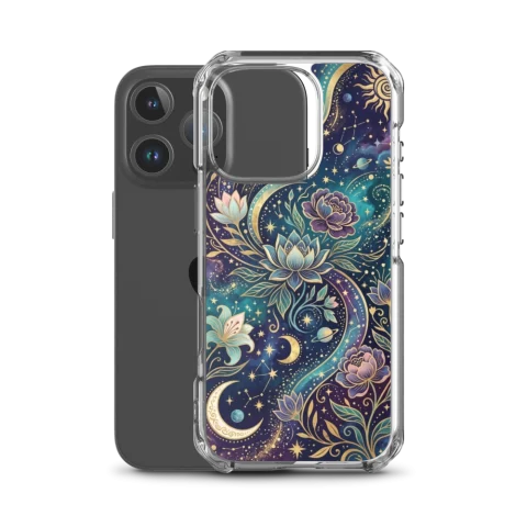 Patrón cósmico floral dorado celestial