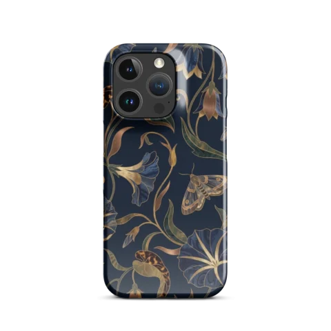 An elegant tapestry of nocturnal flora unfolds across a deep navy blue The artwork must fill the ent