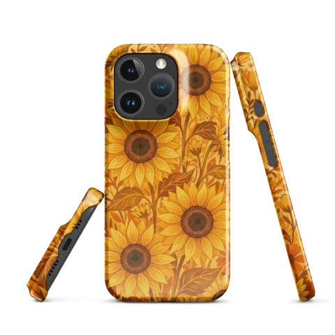 Patrón botánico de girasol dorado cálido