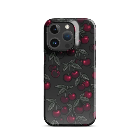 A luminous, cascading ditsy pattern of stylized cherry noir The artwork must fill the entire 9:16 po