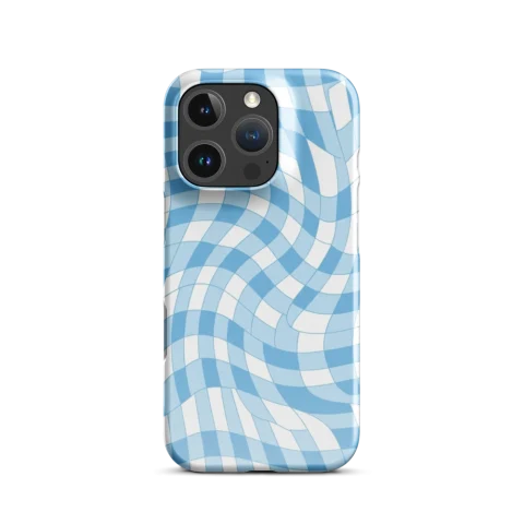 A warped coastal gingham grid in alternating checks of airy sky blue The artwork must fill the entir