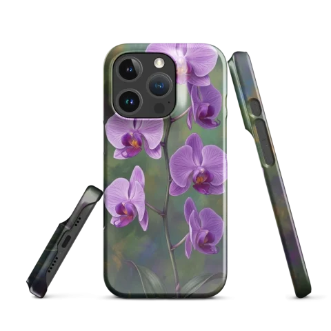 Pintura botánica del tallo de orquídea púrpura