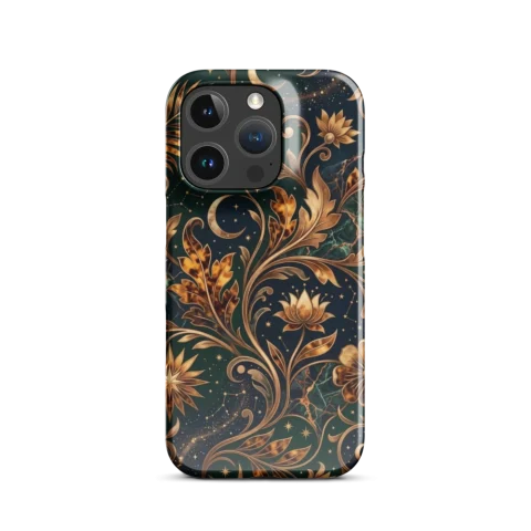 Gold Celestial Floral Emerald Pattern