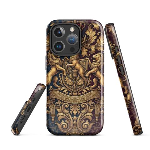 Escudo heráldico de ciervo dorado ornamentado
