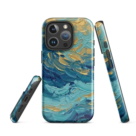 Remolinos de pintura con efecto empaste en azul verdoso y dorado