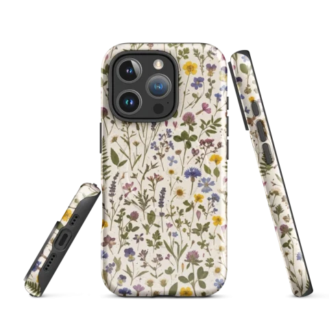 Tapiz botánico delicado de flores silvestres prensadas
