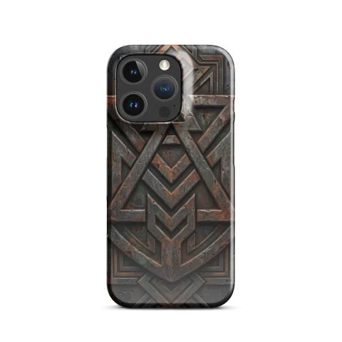 Weathered Steel Geometric Emblem Design