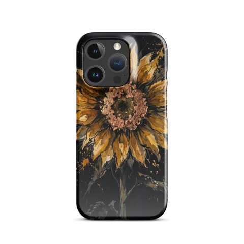Gilded Watercolor Sunflower Obsidian Study